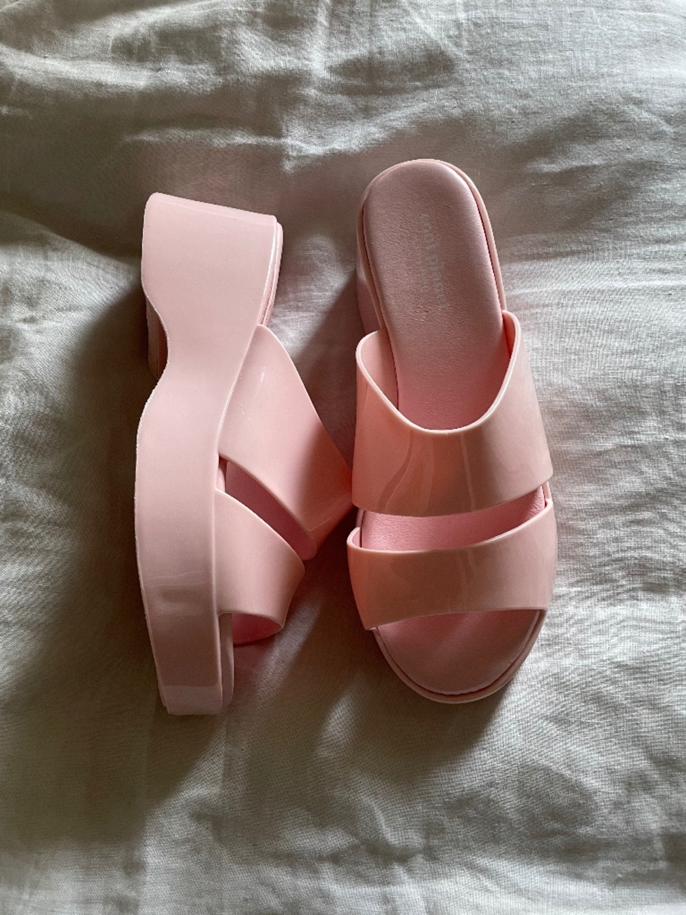 Pink Steve Madden Cool Planet Glazee chunky platform jelly sandals
